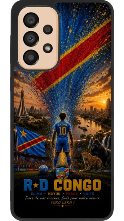 Coque Samsung Galaxy A33 5G - Silicone rigide noir Football République démocratique du Congo splash 2026