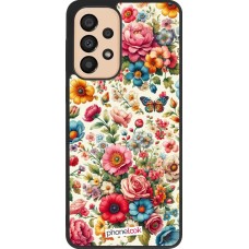 Coque Samsung Galaxy A33 5G - Silicone rigide noir Spring 25 printemps fleuri