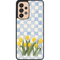 Coque Samsung Galaxy A33 5G - Silicone rigide noir Blue vichy tulips Spring 2026