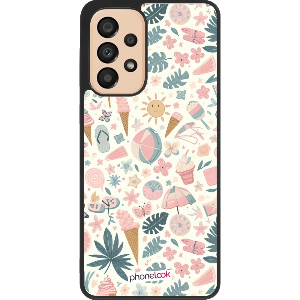 Coque Samsung Galaxy A33 5G - Silicone rigide noir Summer Pink Pattern