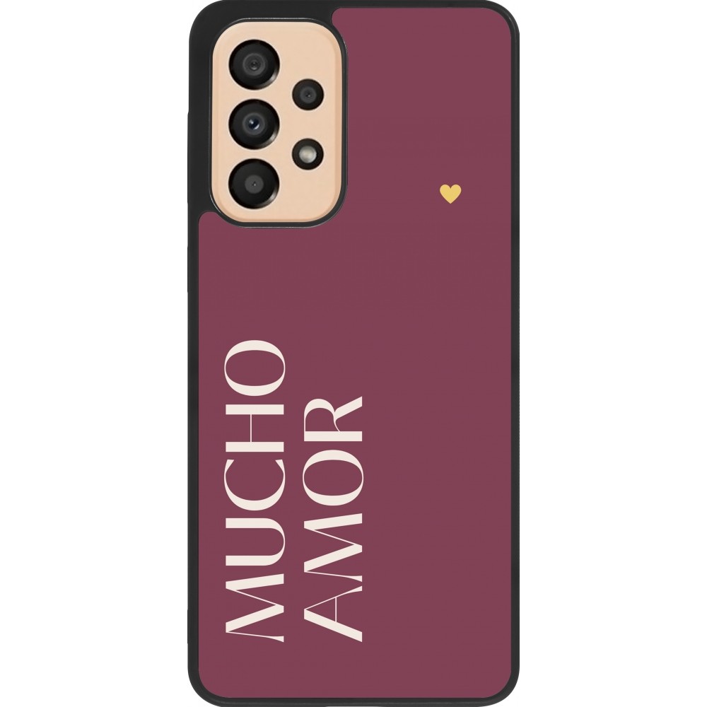 Coque Samsung Galaxy A33 5G - Silicone rigide noir Valentine 2024 mucho amor rosado