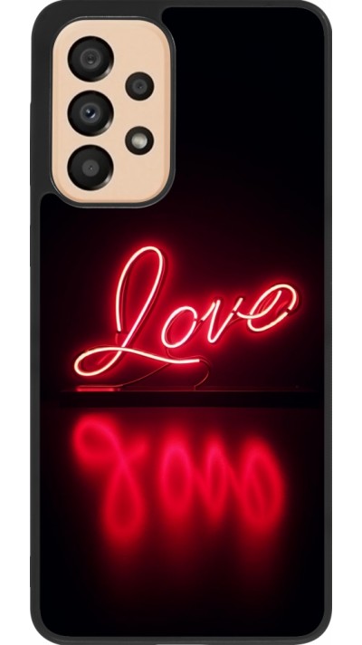 Coque Samsung Galaxy A33 5G - Silicone rigide noir Valentine 2025 Neon Love