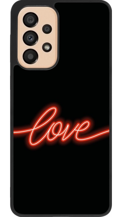 Coque Samsung Galaxy A33 5G - Silicone rigide noir Valentine 2023 neon love