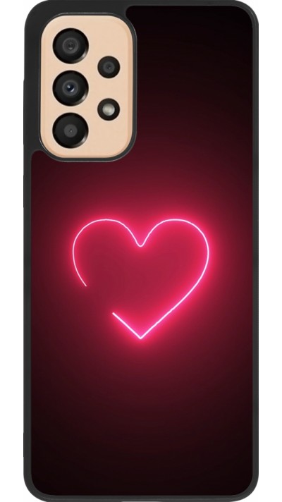 Coque Samsung Galaxy A33 5G - Silicone rigide noir Valentine 2023 single neon heart