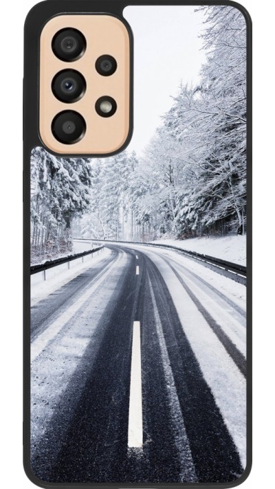 Coque Samsung Galaxy A33 5G - Silicone rigide noir Winter 22 Snowy Road