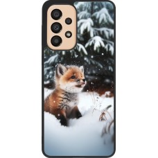 Coque Samsung Galaxy A33 5G - Silicone rigide noir Noël 2023 Renardeau sapin