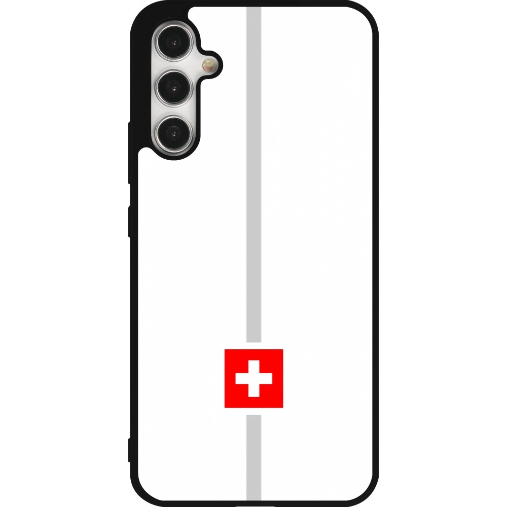 Coque Samsung Galaxy A34 5G - Silicone rigide noir Canton CH blanc