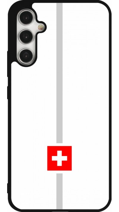 Coque Samsung Galaxy A34 5G - Silicone rigide noir Canton CH blanc