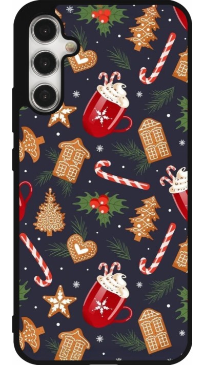 Samsung Galaxy A34 5G Case Hülle - Silikon schwarz Christmas 25 Pattern Gingerbread House