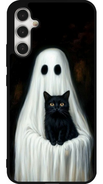 Coque Samsung Galaxy A34 5G - Silicone rigide noir Halloween 2025 Ghost with black cat