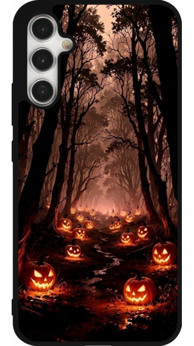 Coque Samsung Galaxy A34 5G - Silicone rigide noir Halloween 2025 Road of Terrifying Pumpkins