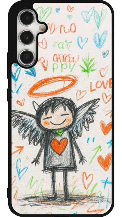 Coque Samsung Galaxy A34 5G - Silicone rigide noir Little Angel Sketch Love