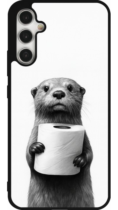 Coque Samsung Galaxy A34 5G - Silicone rigide noir Loutre papier de toilette