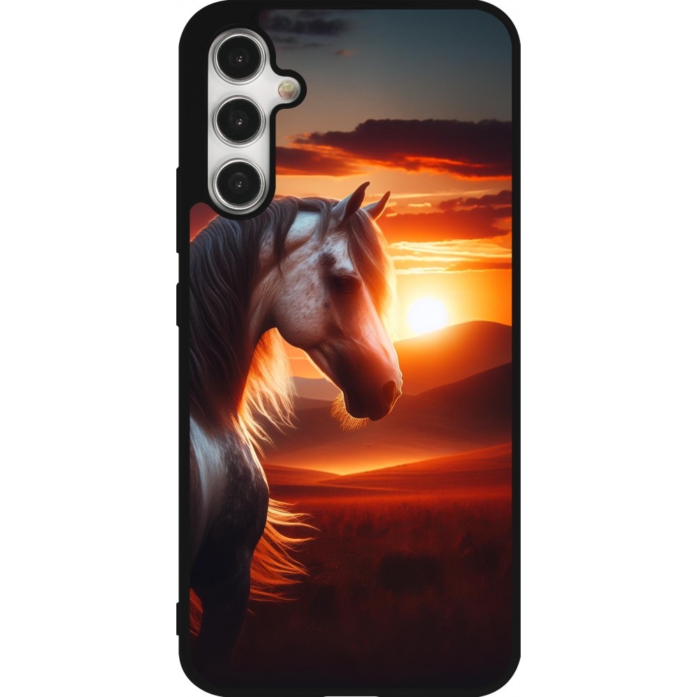 Coque Samsung Galaxy A34 5G - Silicone rigide noir Majestic Sunset Horse