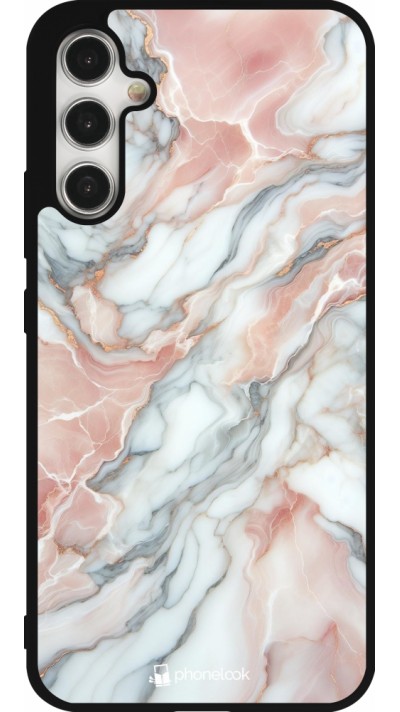 Coque Samsung Galaxy A34 5G - Silicone rigide noir Marbre Rose Lumineux