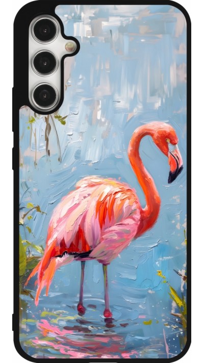 Samsung Galaxy A34 5G Case Hülle - Silikon schwarz Paint Flamingo