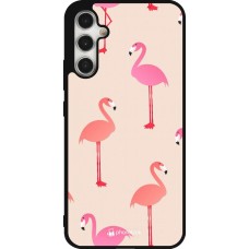 Samsung Galaxy A34 5G Case Hülle - Silikon schwarz Pink Flamingos Pattern