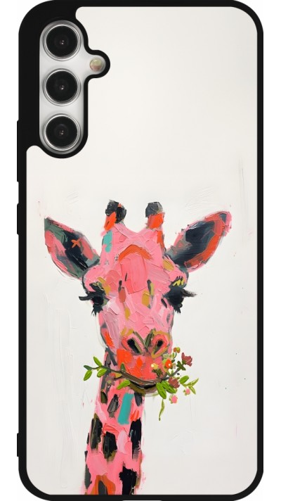 Samsung Galaxy A34 5G Case Hülle - Silikon schwarz Pink Girafe Paint