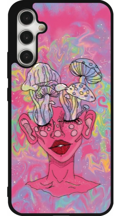 Coque Samsung Galaxy A34 5G - Silicone rigide noir Psychedelic pink mushroom