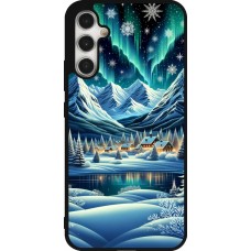 Coque Samsung Galaxy A34 5G - Silicone rigide noir Snowy Mountain Village Lake night
