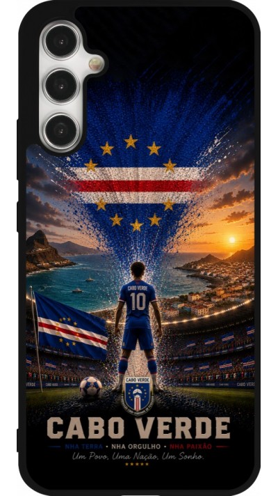 Coque Samsung Galaxy A34 5G - Silicone rigide noir Football Cap-Vert splash 2026