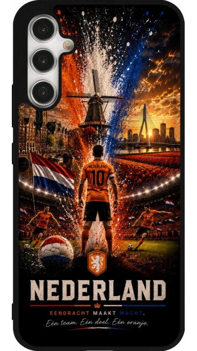 Coque Samsung Galaxy A34 5G - Silicone rigide noir Football Pays-Bas splash 2026