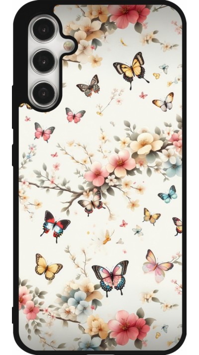 Coque Samsung Galaxy A34 5G - Silicone rigide noir Spring 25 Papillons Légers
