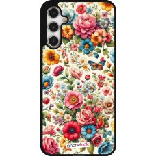 Coque Samsung Galaxy A34 5G - Silicone rigide noir Spring 25 printemps fleuri