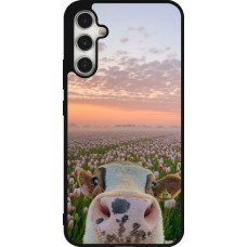 Coque Samsung Galaxy A34 5G - Silicone rigide noir Cow with tulips Spring 2026