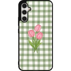 Coque Samsung Galaxy A34 5G - Silicone rigide noir Green vichy tulips Spring 2026