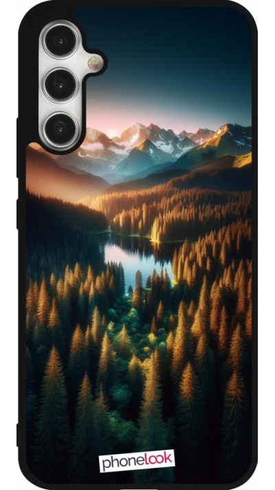 Coque Samsung Galaxy A34 5G - Silicone rigide noir Sunset Forest Lake