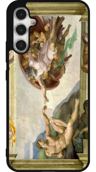 Coque Samsung Galaxy A34 5G - Silicone rigide noir Tableau art - La Création d’Adam - Michel-Ange