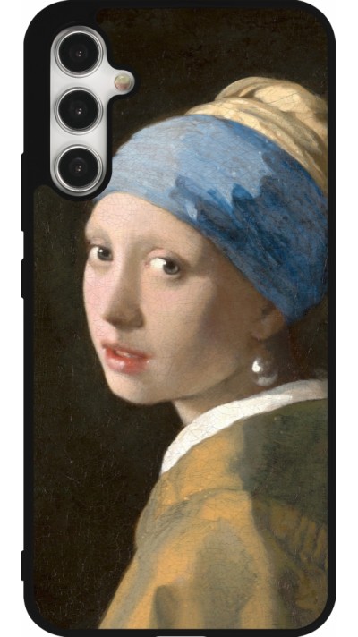 Coque Samsung Galaxy A34 5G - Silicone rigide noir Tableau art - La Jeune fille à la perle - Johannes Vermeer