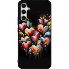 Coque Samsung Galaxy A34 5G - Silicone rigide noir Valentine 2024 Coeur Noir Abstrait