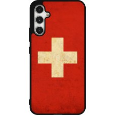 Samsung Galaxy A34 5G Case Hülle - Silikon schwarz Vintage Flag SWISS