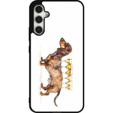 Samsung Galaxy A34 5G Case Hülle - Silikon schwarz Wine Teckel