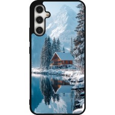 Coque Samsung Galaxy A34 5G - Silicone rigide noir Winter 25 Winter house forest day