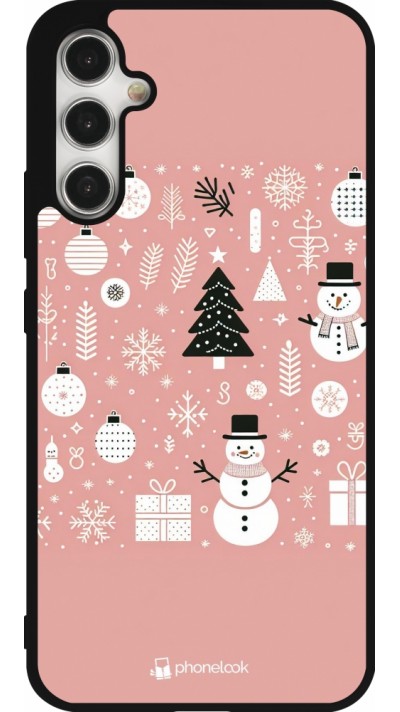 Samsung Galaxy A34 5G Case Hülle - Silikon schwarz Weihnachten 2024 Rose Schneemann Weihnachten