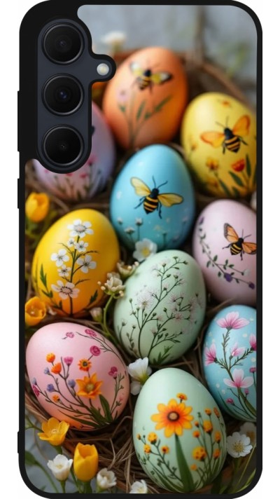 Coque Samsung Galaxy A35 5G - Silicone rigide noir Easter 2026 Eggs with bees