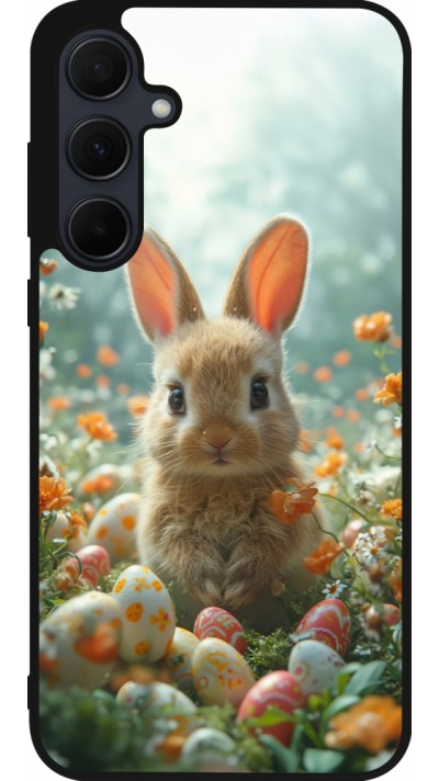 Coque Samsung Galaxy A35 5G - Silicone rigide noir Easter 2026 Rabbit in the garden