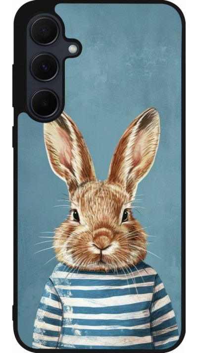 Coque Samsung Galaxy A35 5G - Silicone rigide noir Easter 2026 Rabbit navy