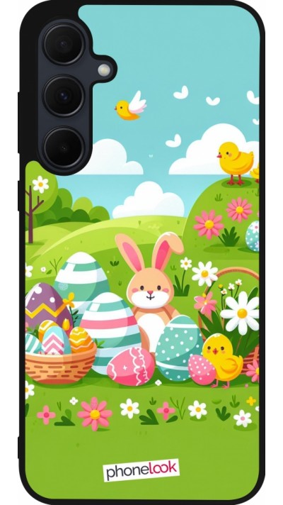 Coque Samsung Galaxy A35 5G - Silicone rigide noir Easter 2025 Green