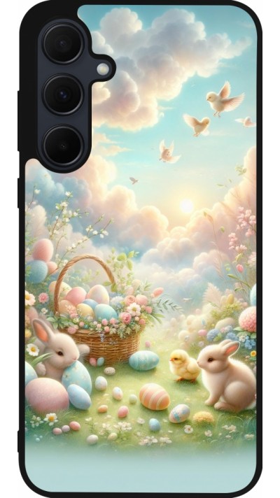 Coque Samsung Galaxy A35 5G - Silicone rigide noir Easter 2025 Pastel Pâques