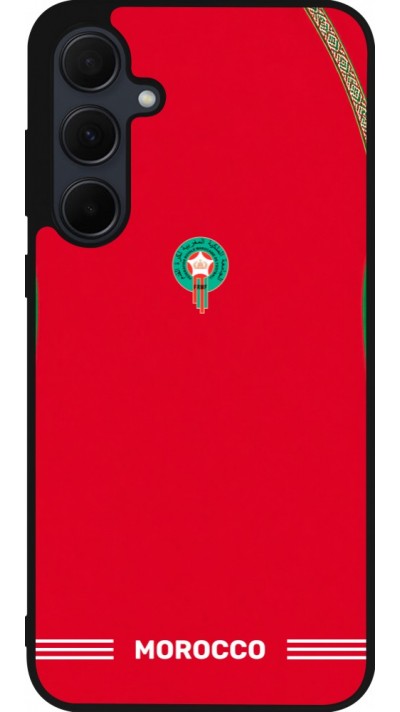 Coque Samsung Galaxy A35 5G - Silicone rigide noir Maillot de football Maroc 2026 personnalisable