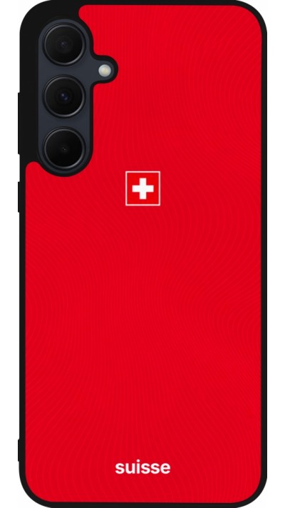 Coque Samsung Galaxy A35 5G - Silicone rigide noir Maillot de football Suisse 2026 personnalisable