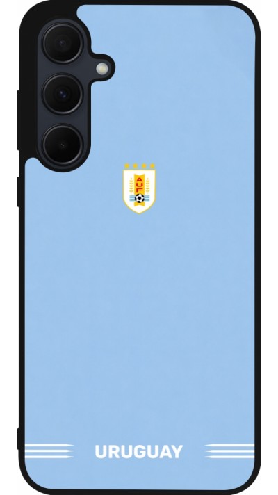 Coque Samsung Galaxy A35 5G - Silicone rigide noir Maillot de football Uruguay 2026 personnalisable