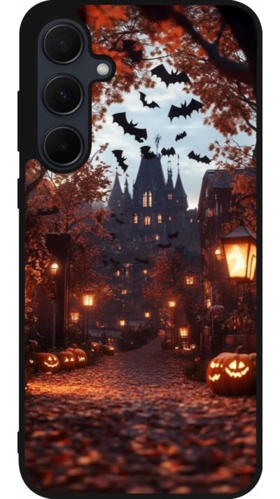 Coque Samsung Galaxy A35 5G - Silicone rigide noir Halloween 2025 Haunted house