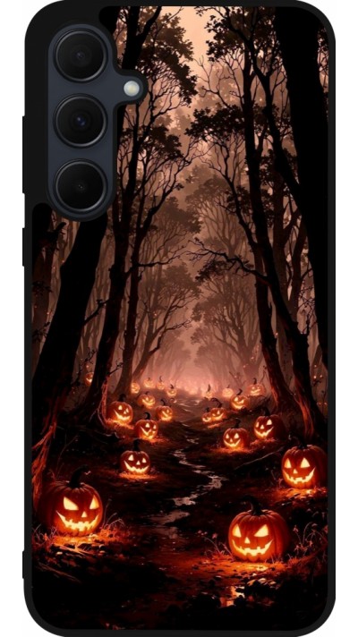 Coque Samsung Galaxy A35 5G - Silicone rigide noir Halloween 2025 Road of Terrifying Pumpkins