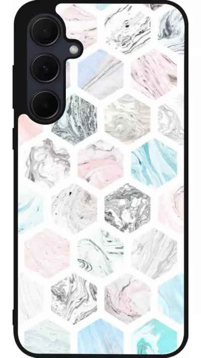 Coque Samsung Galaxy A35 5G - Silicone rigide noir Marble Everything