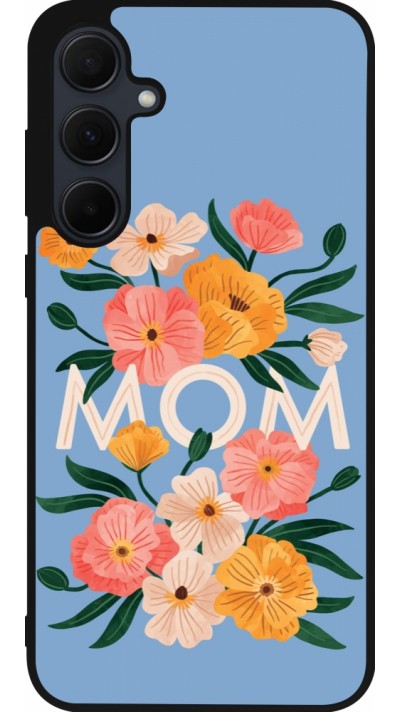Coque Samsung Galaxy A35 5G - Silicone rigide noir Mom 2026 Flowers